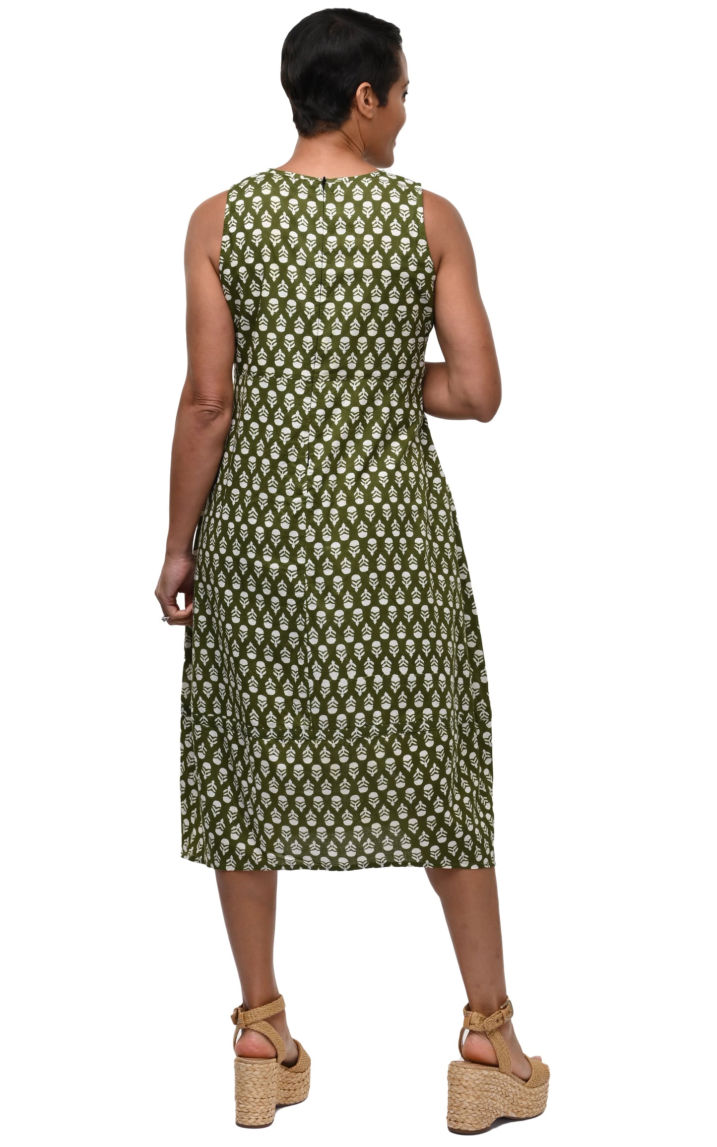 Dress--"Patton", Sleeveless, Cotton, Acorn--Green (Tulip)