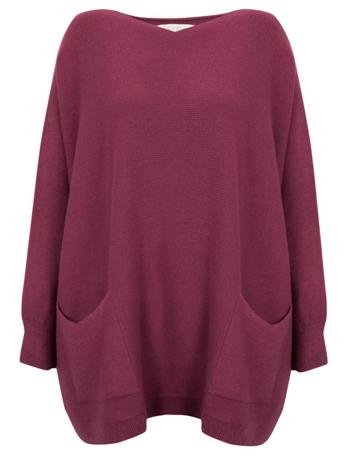 Sweater--"Caryf X", Two-Pockets, One Size, Plum (Amazing)