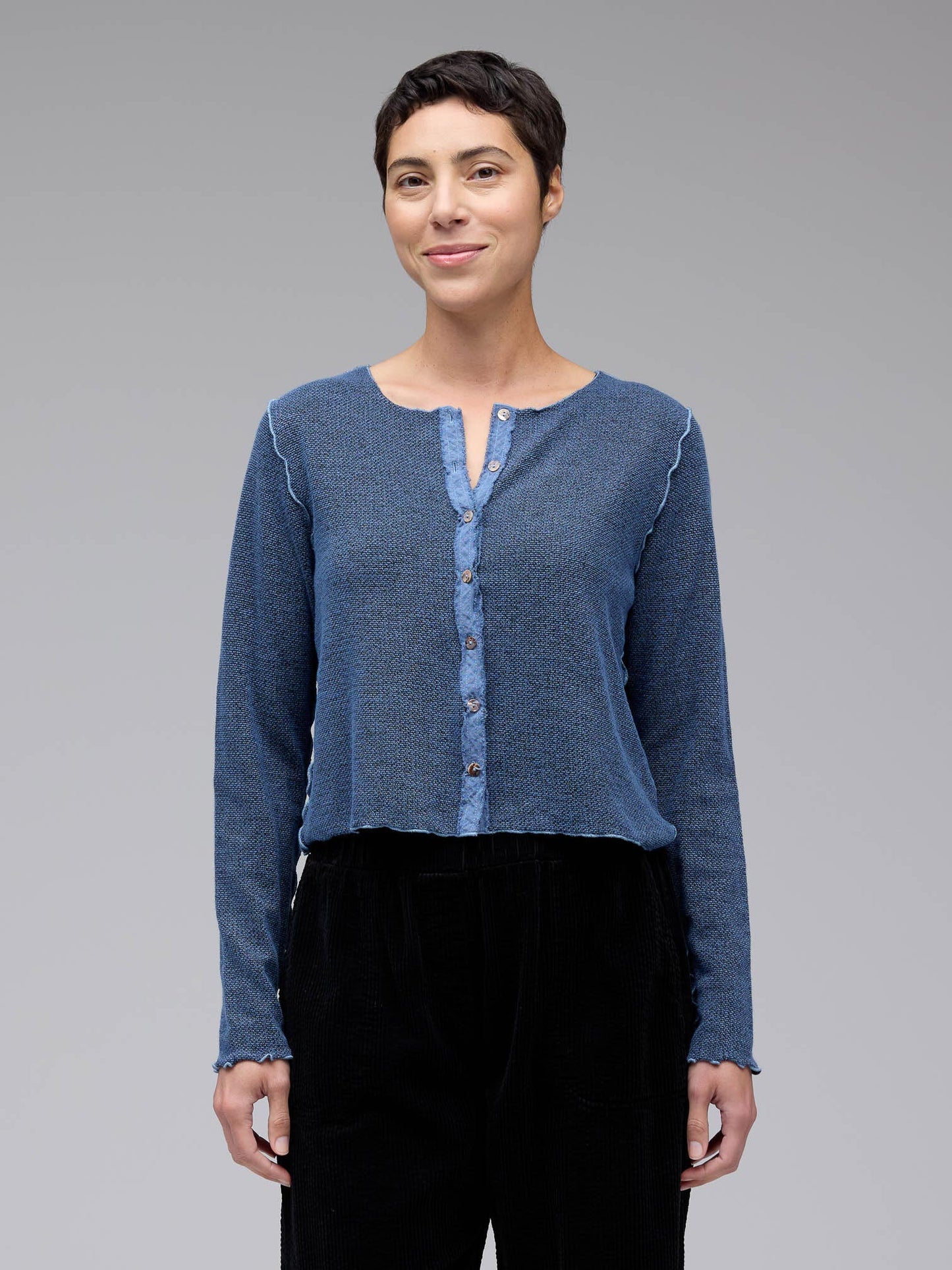 Cardi--Knit, Crop, Button, Cinnabark OR Tidal (Cut Loose)