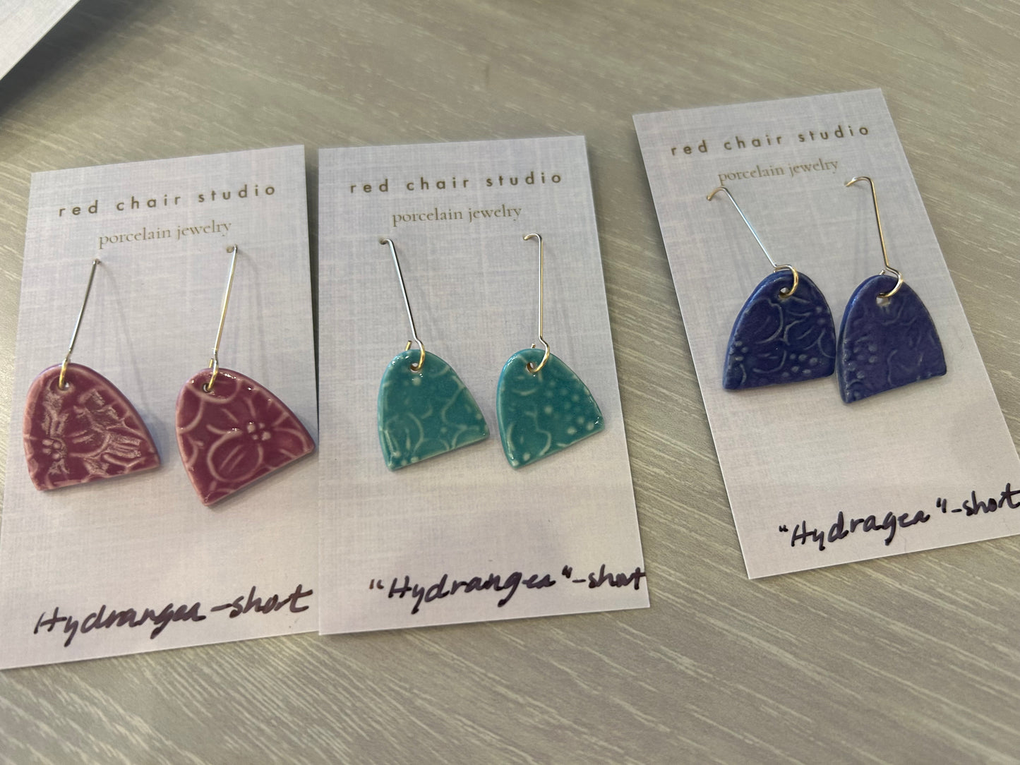 Earrings--Porcelain, Dangle--SHORT, Many colors (Red Chair Studio)