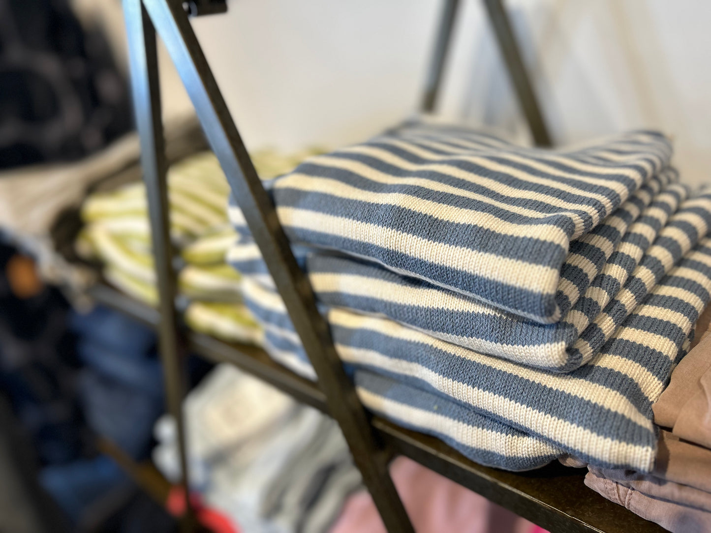 Sweater--Boatneck, Stripe, Pistachio OR Pacific (Flora)