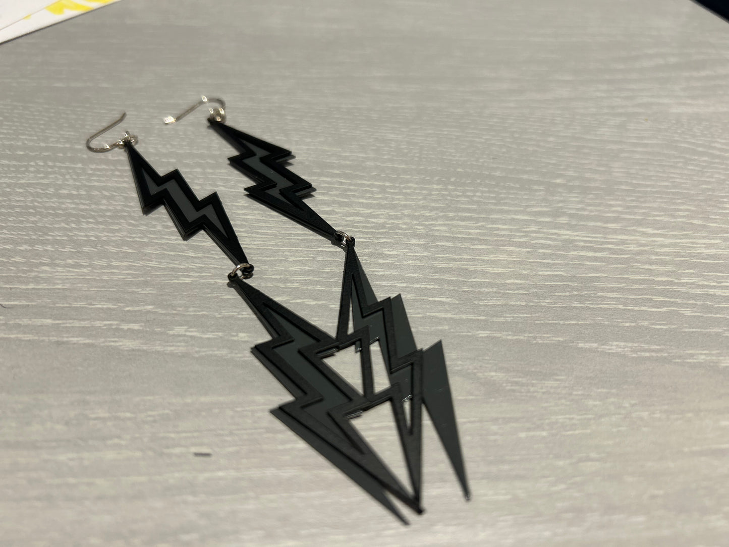 Earrings-Lightning Bolts, "Shadow", Single or Double, Steel, 3 Colors (Margaret Jacobs)