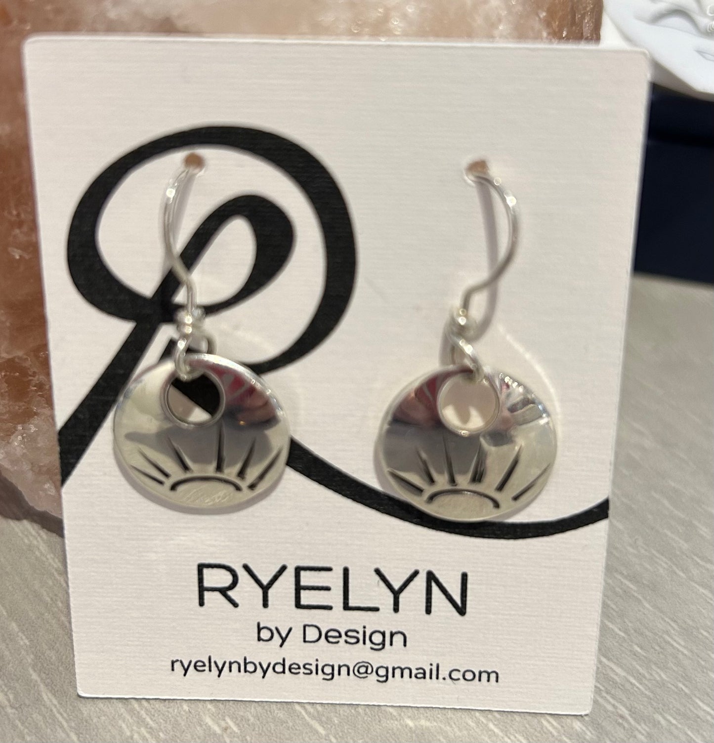 Earrings--"Rising Sun", Circular, Silver (Ryelyn By Design)