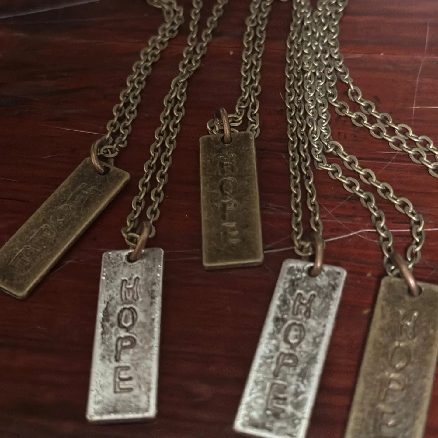 Necklace--"Hope" (Elara), Dog Tag Style, Silver or Brass (Bohemian Grace/ alj)