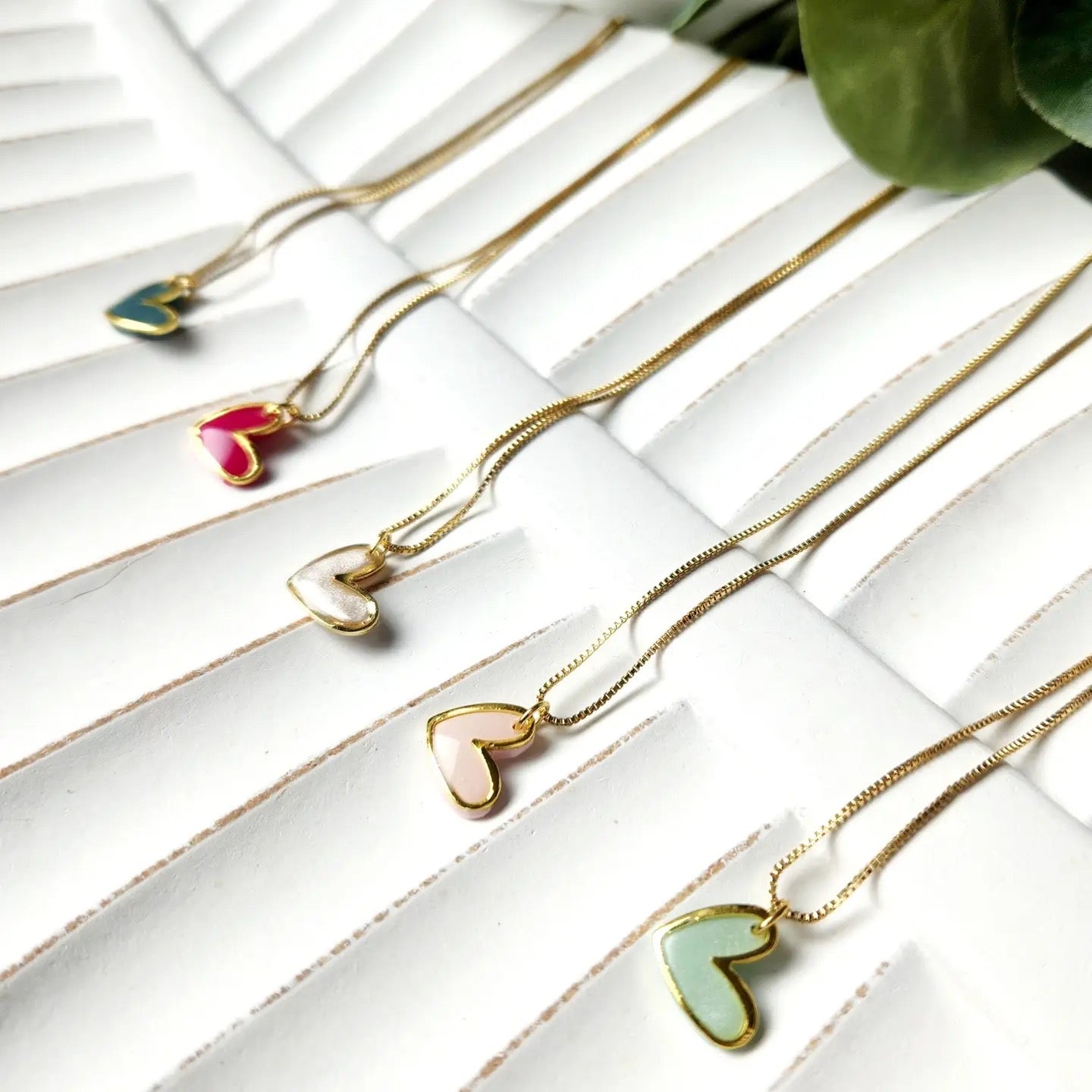 Necklace--Heart, Gold-Plated, 6 Colors (Twig & Rue)