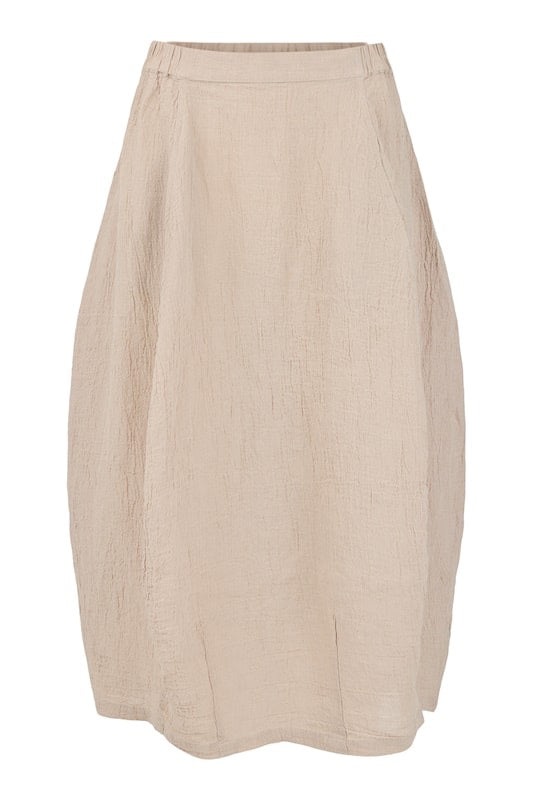 Skirt--Bubble-Shaped, Crinkle, Linen, Loden Green (Noen)