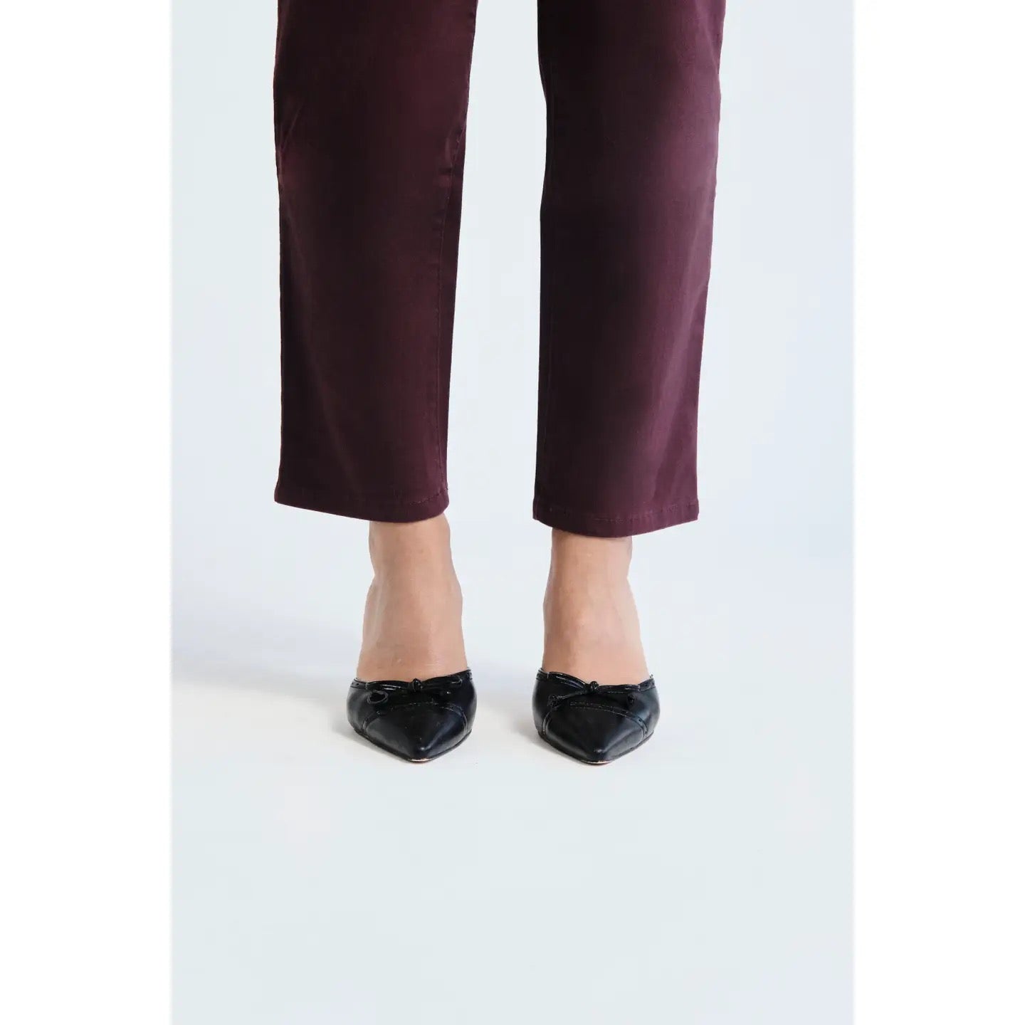 Pants--Twill, PETITE, High Rise, Wine (1822 Denim)