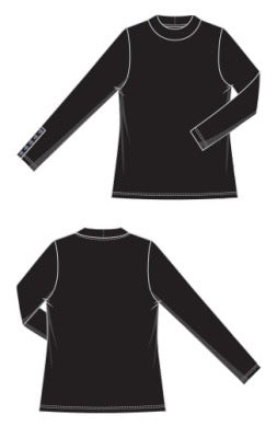 Top--Mock, Long Sleeved, Rib Knit, Black (Liverpool LA)