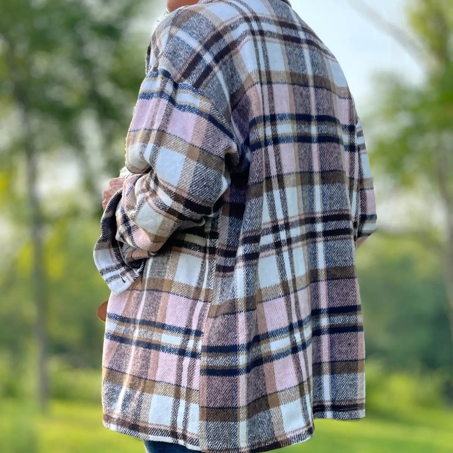 Shacket--Plaid, Flannel, Pink & Tan (Bohemian Grace/Grace & Grit Living)