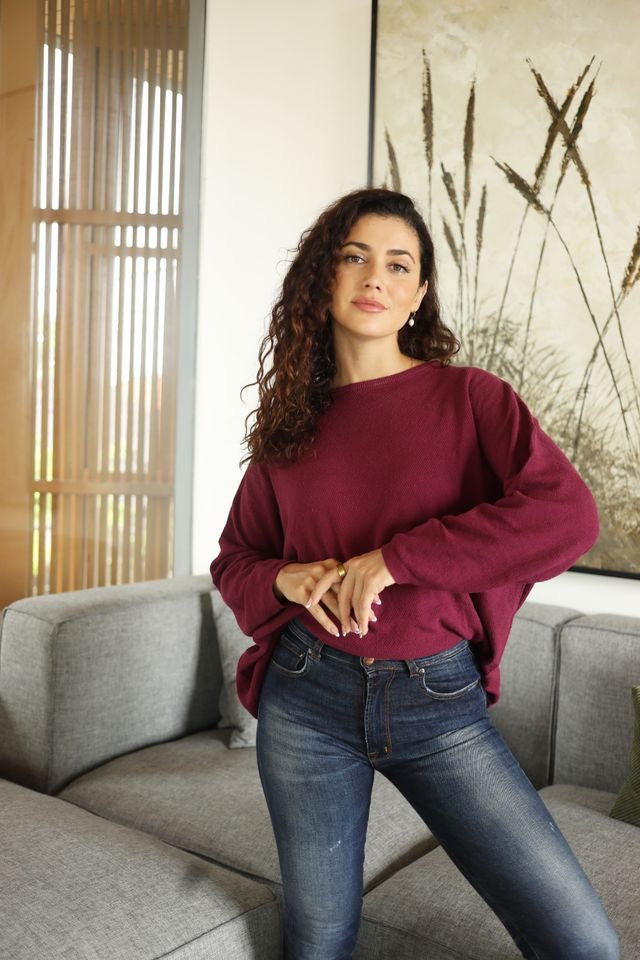 Sweater--"Easy Crew", Cotton Crepe Knit, 3 Colors (Echo Verde)