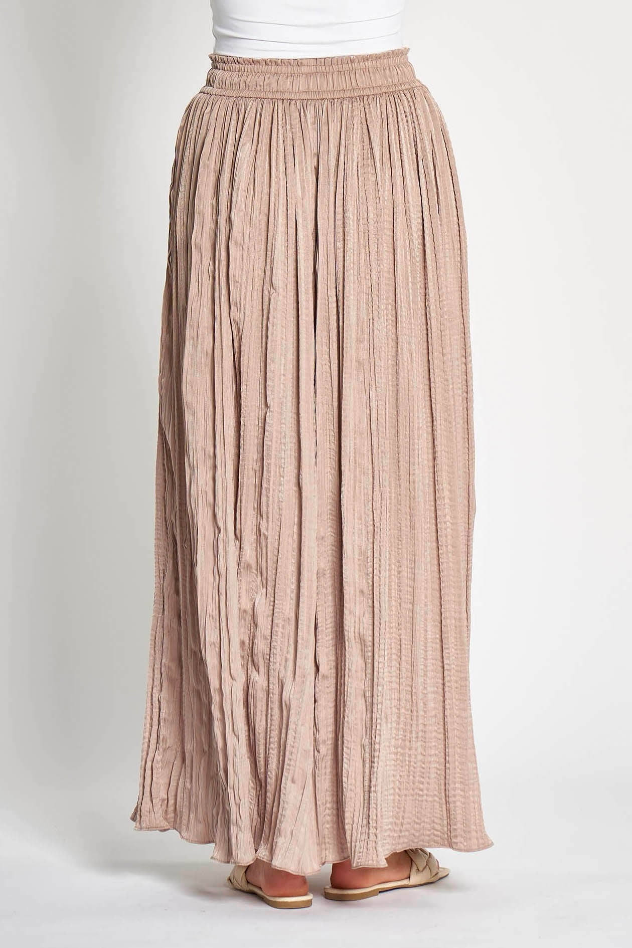 Skirt--Pleated, Long, Taupe (Zhrill)