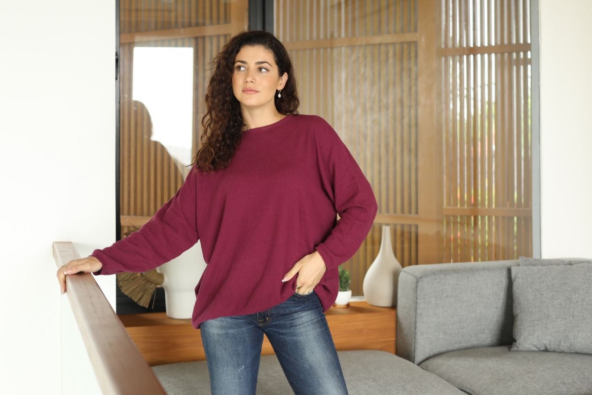 Sweater--"Easy Crew", Cotton Crepe Knit, 3 Colors (Echo Verde)