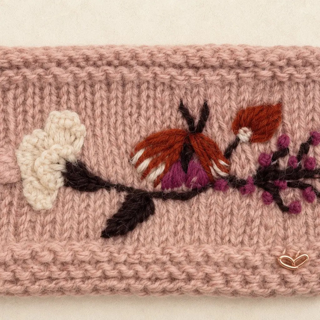 Headband--"Floral", Wool--Rose (By Many Hands)