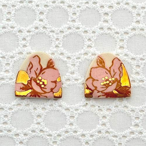 Earrings--Magnolia, Posts, Porcelin, 3 colors (Red Chair Studio)