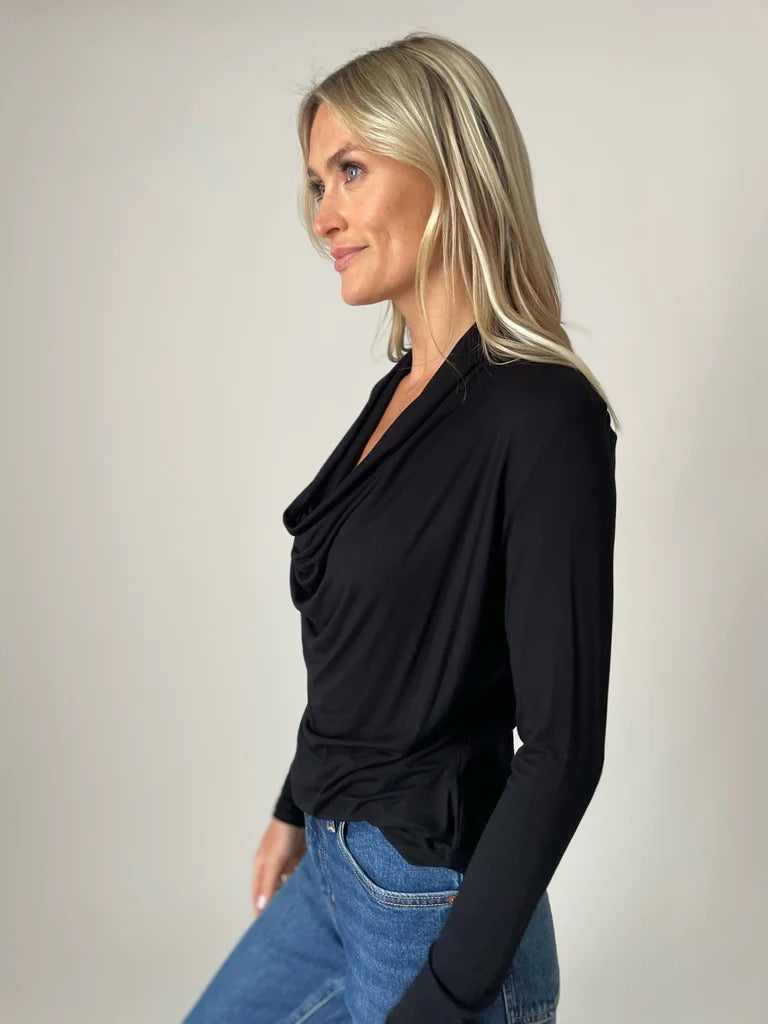 Top--"Dylan" Drape NecK, Long Sleeved, 2 Colors (Six/Fifty)