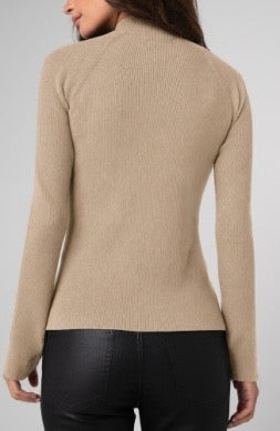 Sweater--Mock Turtleneck, Central Seam, Knit--Khaki (Liverpool LA)