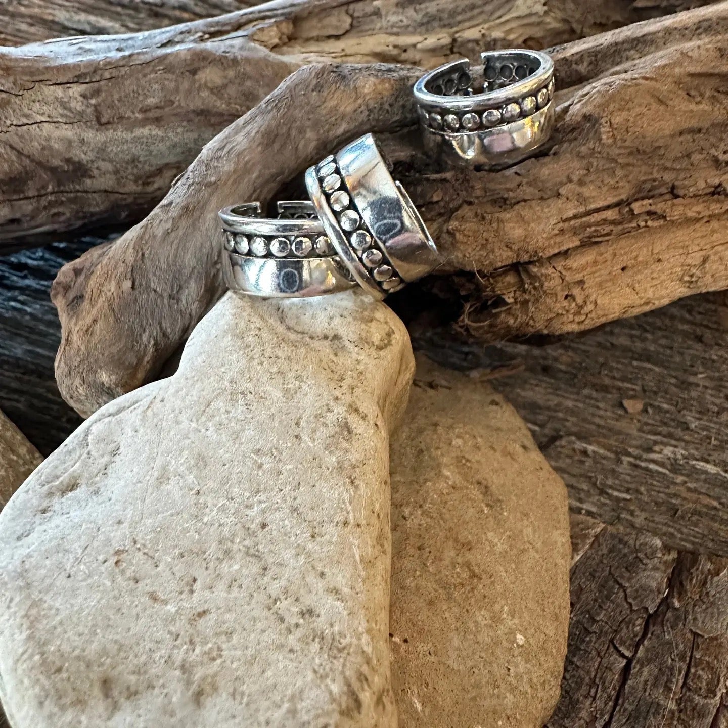 Ring--"Cascade", Adjustable, Sterling Silver (Bohemian Grace)