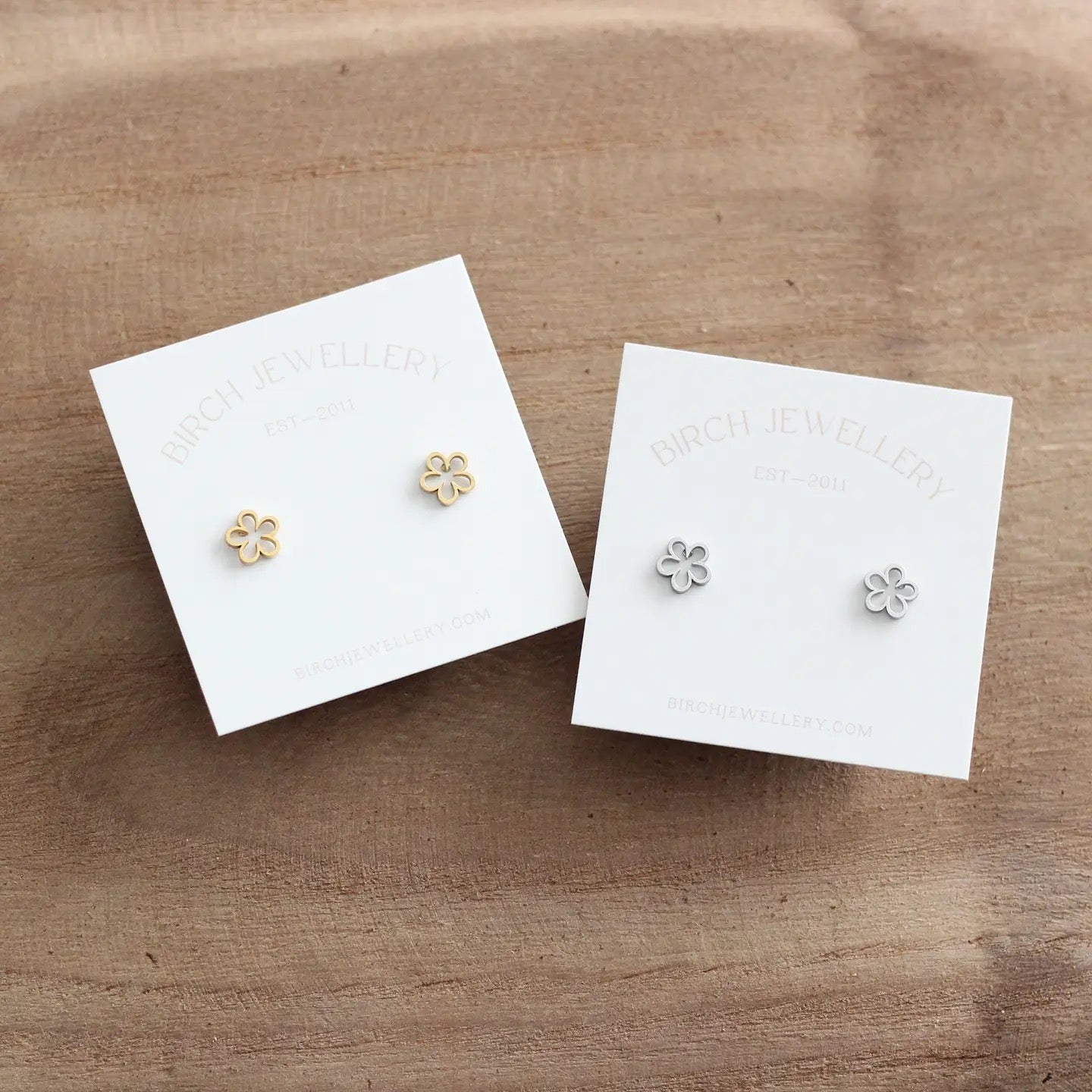 Earrings--"Flower", Studs, "Silver" or "Gold" (Birch Jewellery)