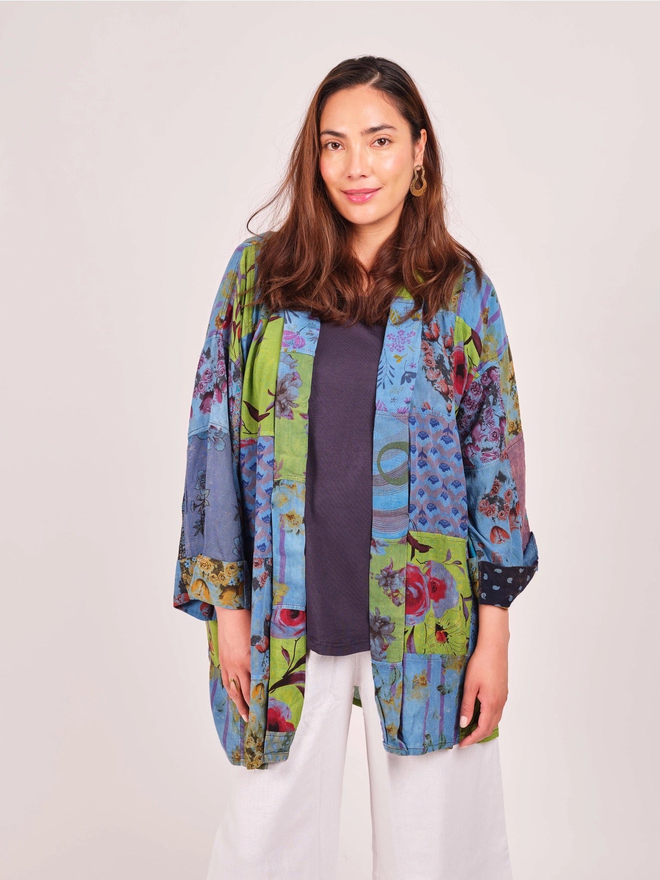Coverup--"Patchwork", Open Front, 3 Colors (Windhorse)