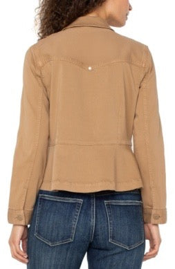 Jacket--"Trucker". Peplum waist, Cotton-Blend, Desert Camel OR Ginger Spice (Liverpool LA)