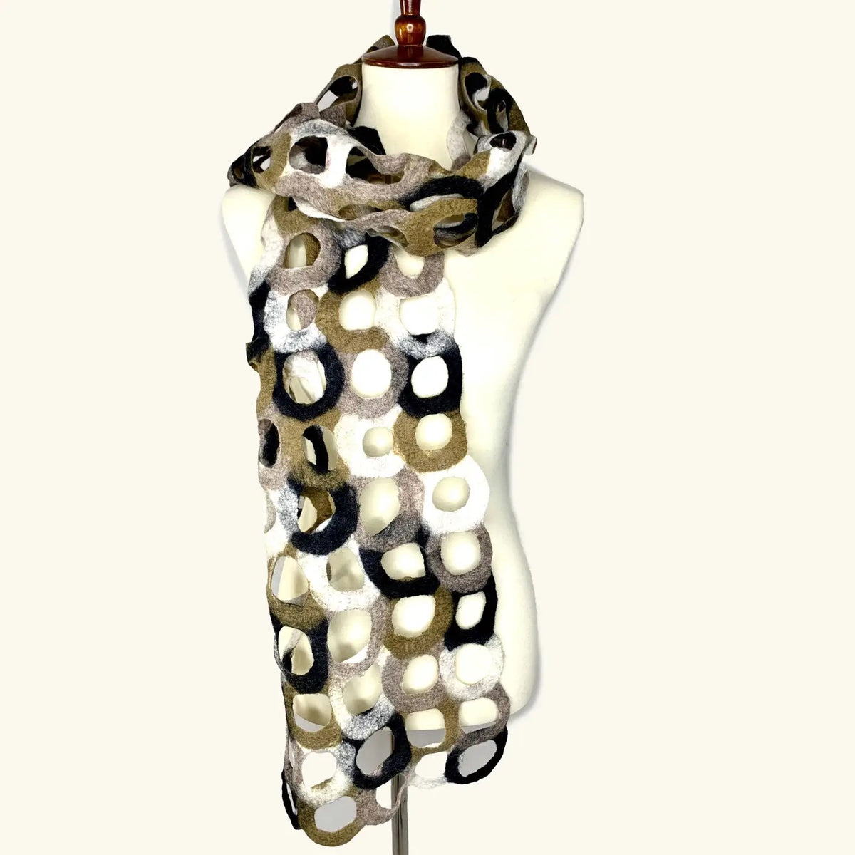 Scarf--"Rings", Wool, NEUTRALS (Pomegranate Moon)