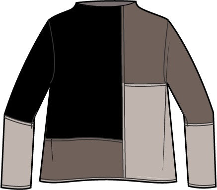 Sweater--Funnel Neck, Colorblock--Black/Cream/Brown (Habitat)