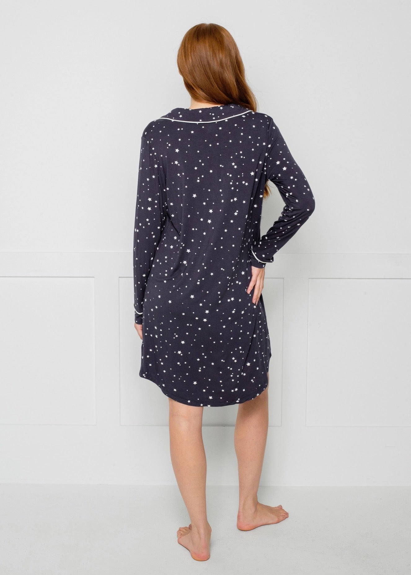 Nightshirt--"Winter Skies", Navy (Lattelove)