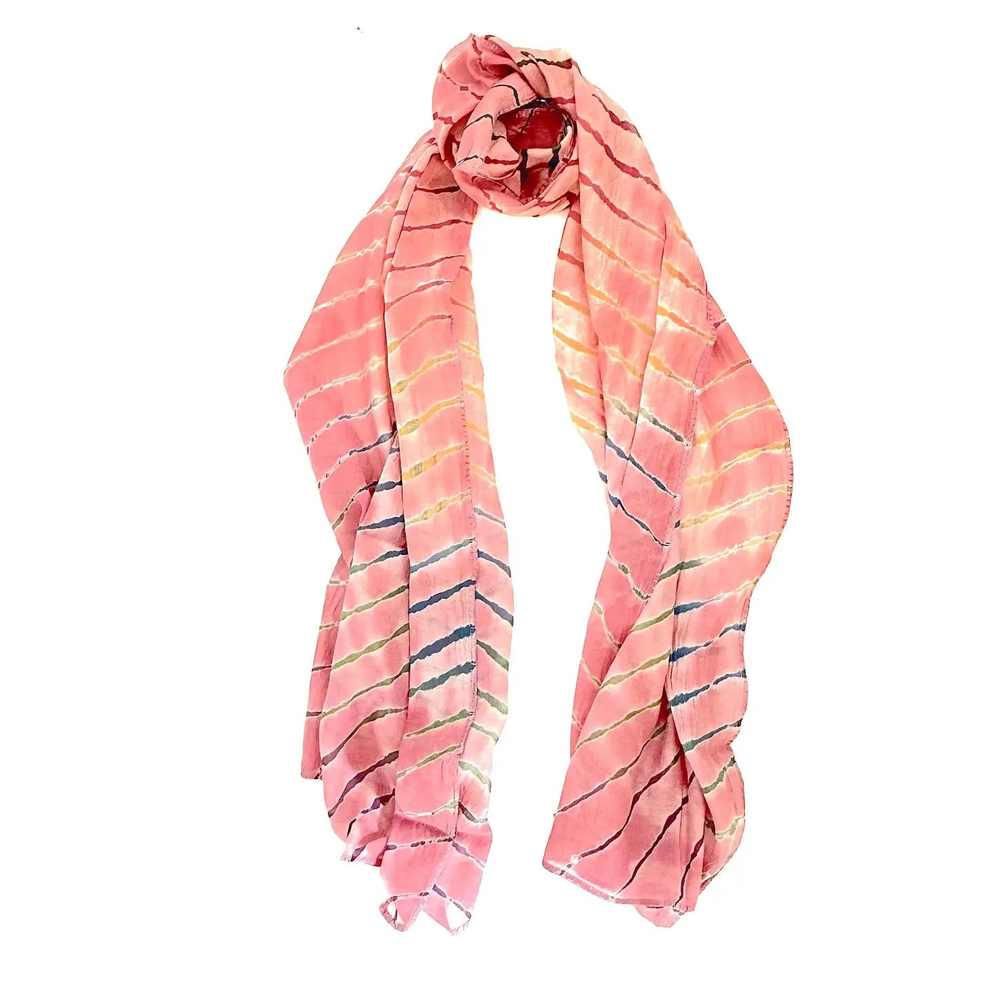 Scarf--Shibori, Cotton-Silk, Dusty Rose (Marigold Row)