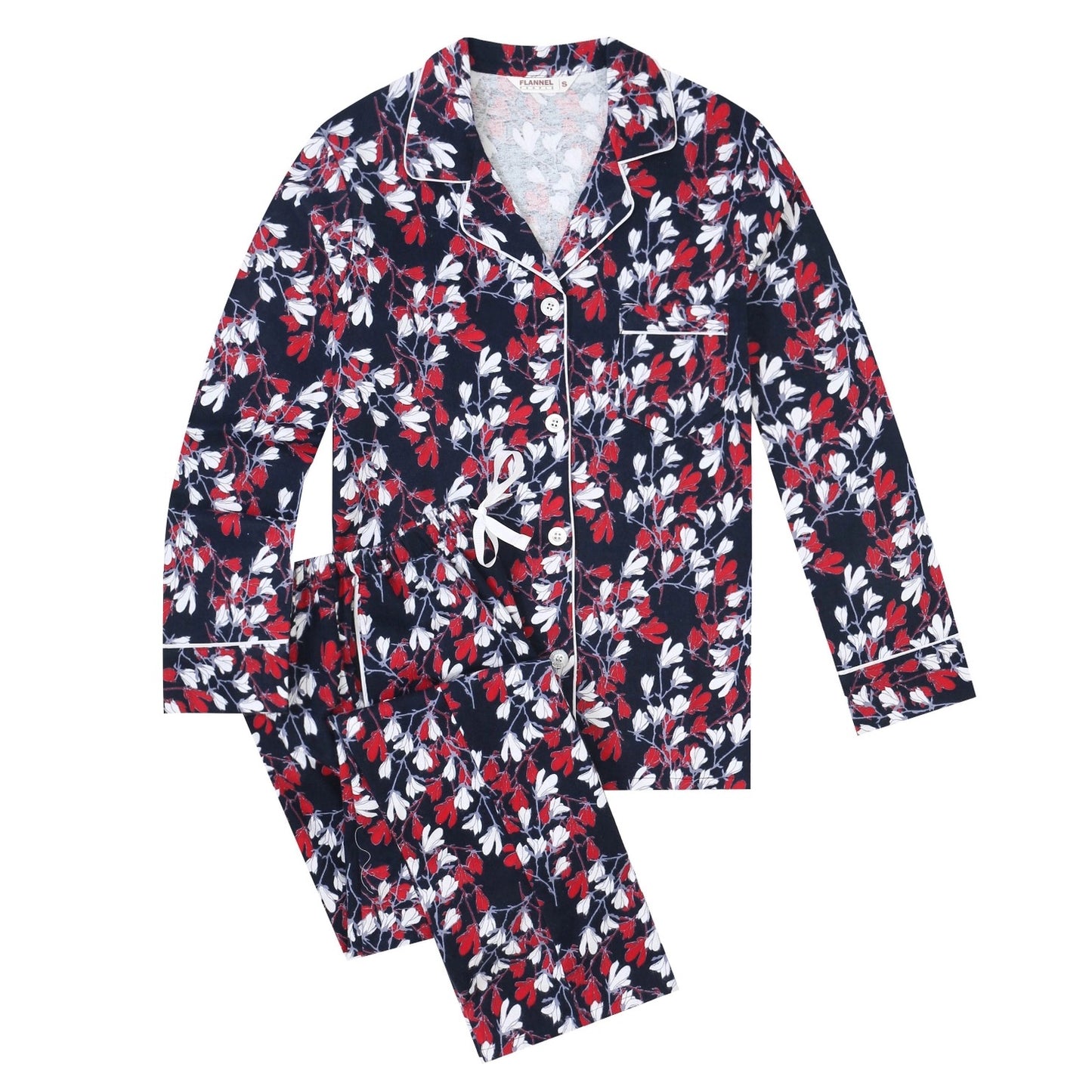Pajamas-- "Magnolia", Flannel, Navy-Red/Set (Flannel People)