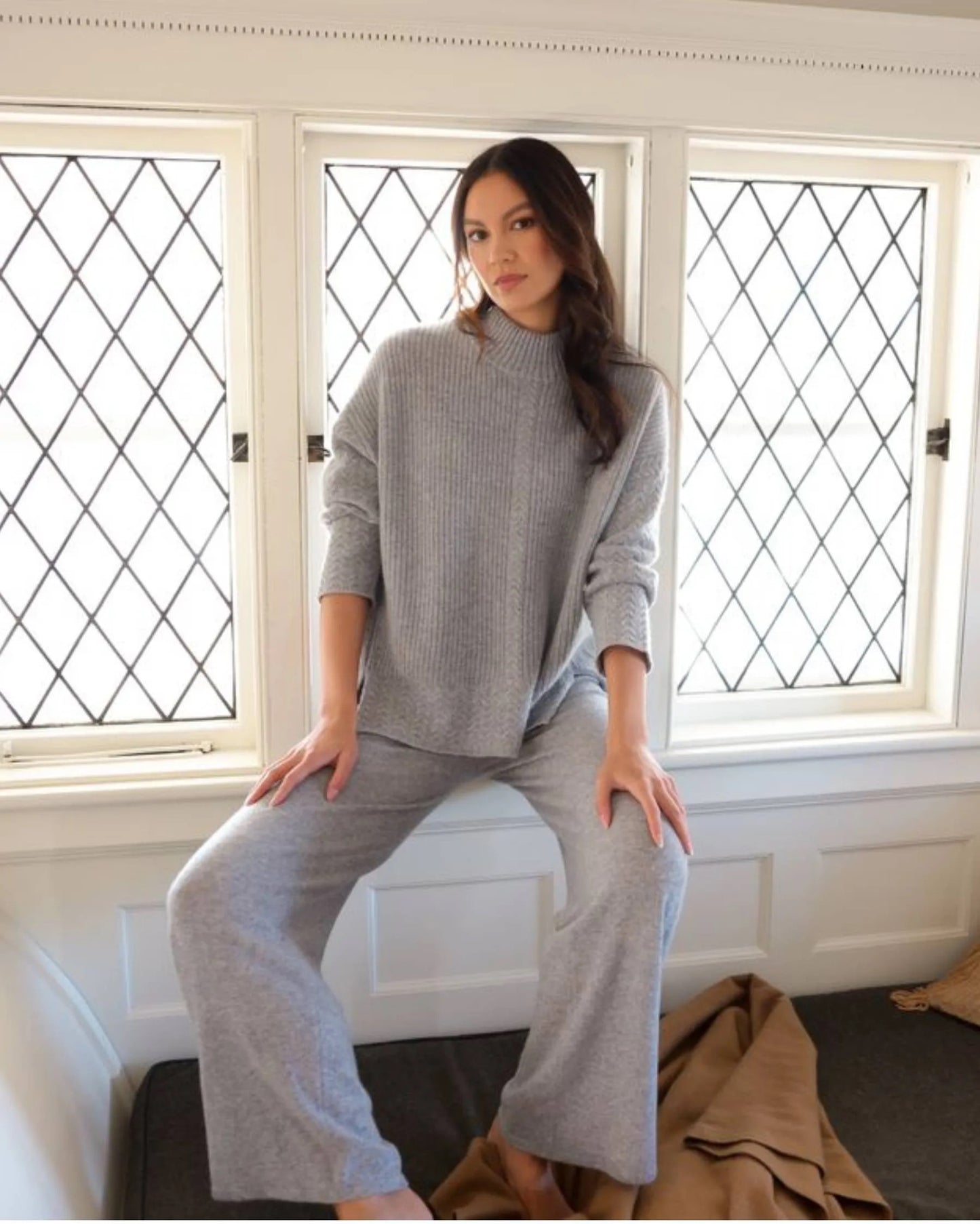 Pants--"Vera", Wide Leg, Cashmere, "Harbor" (Alashan)