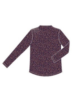 Top--Mock Turtleneck, Shirring, Wineberry Multi (Liverpool LA)