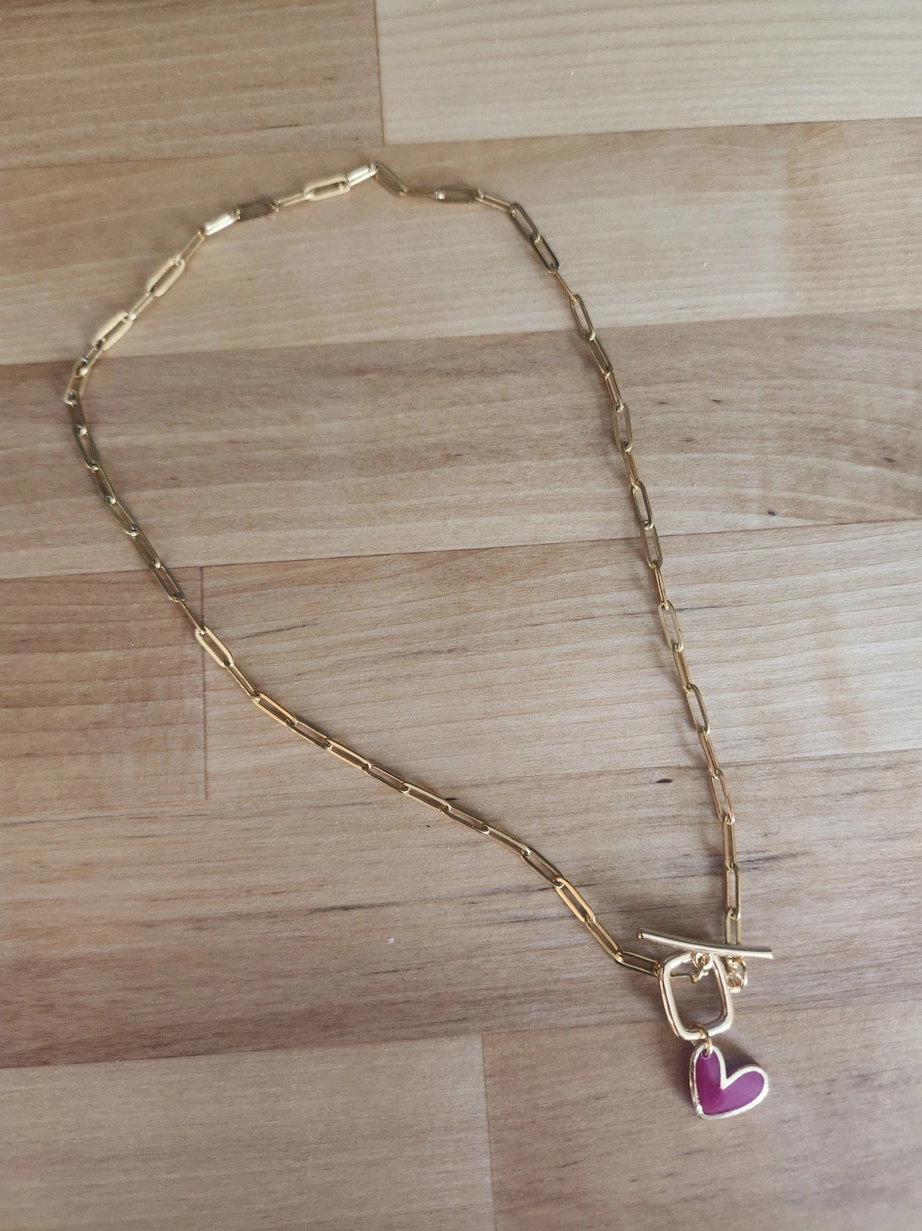 Necklace--Heart, Paperclip, Gold-Plated, 3Colors (Twig & Rue)
