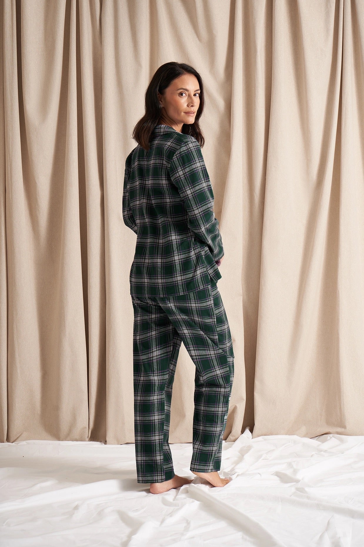 Pajamas--Flannel, SET, Plaid Green & Pink (Pretty You London)