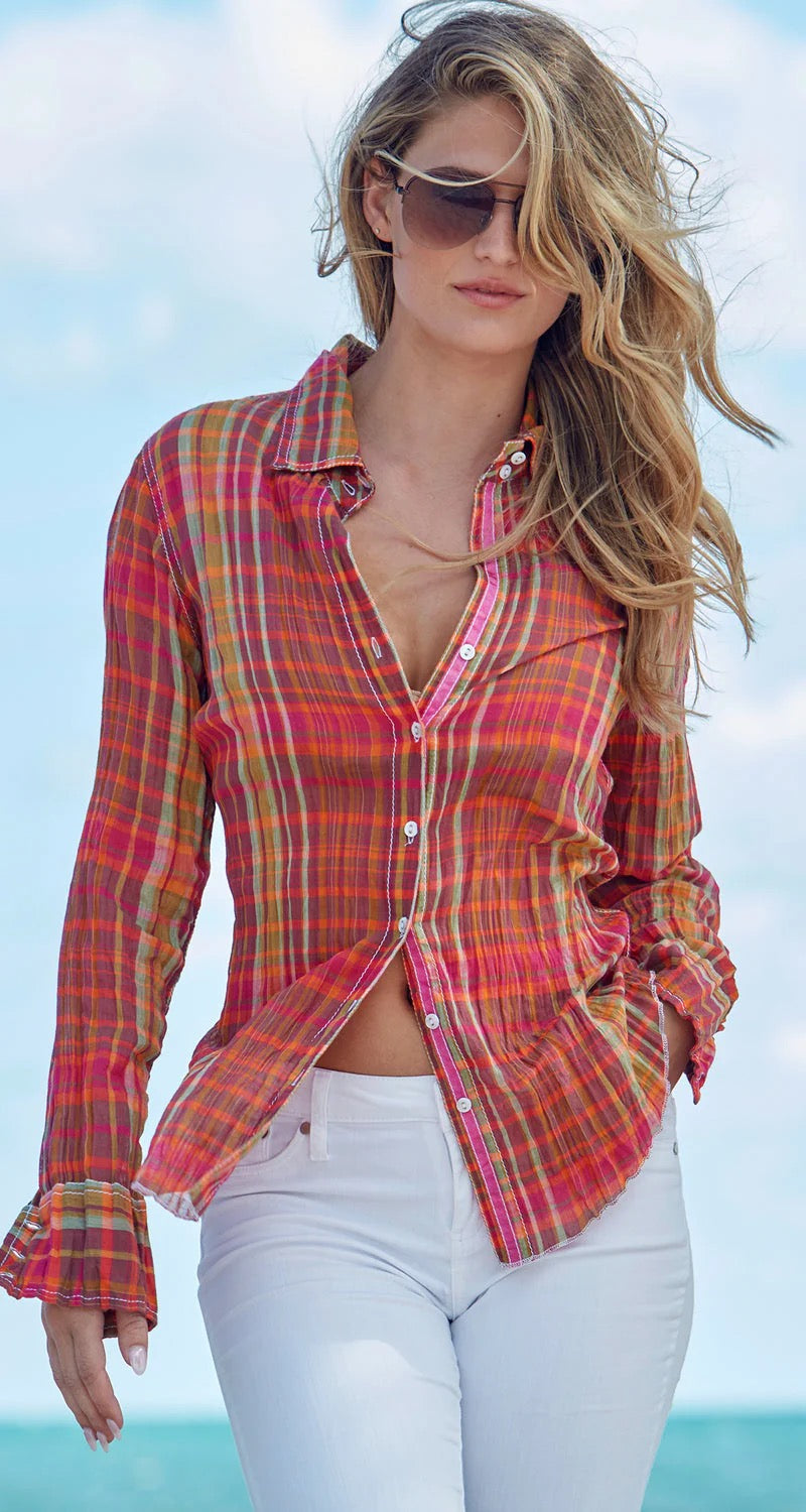 Shirt--"Madras Plaid", Crinkle cloth, "Citrus" (Cino)