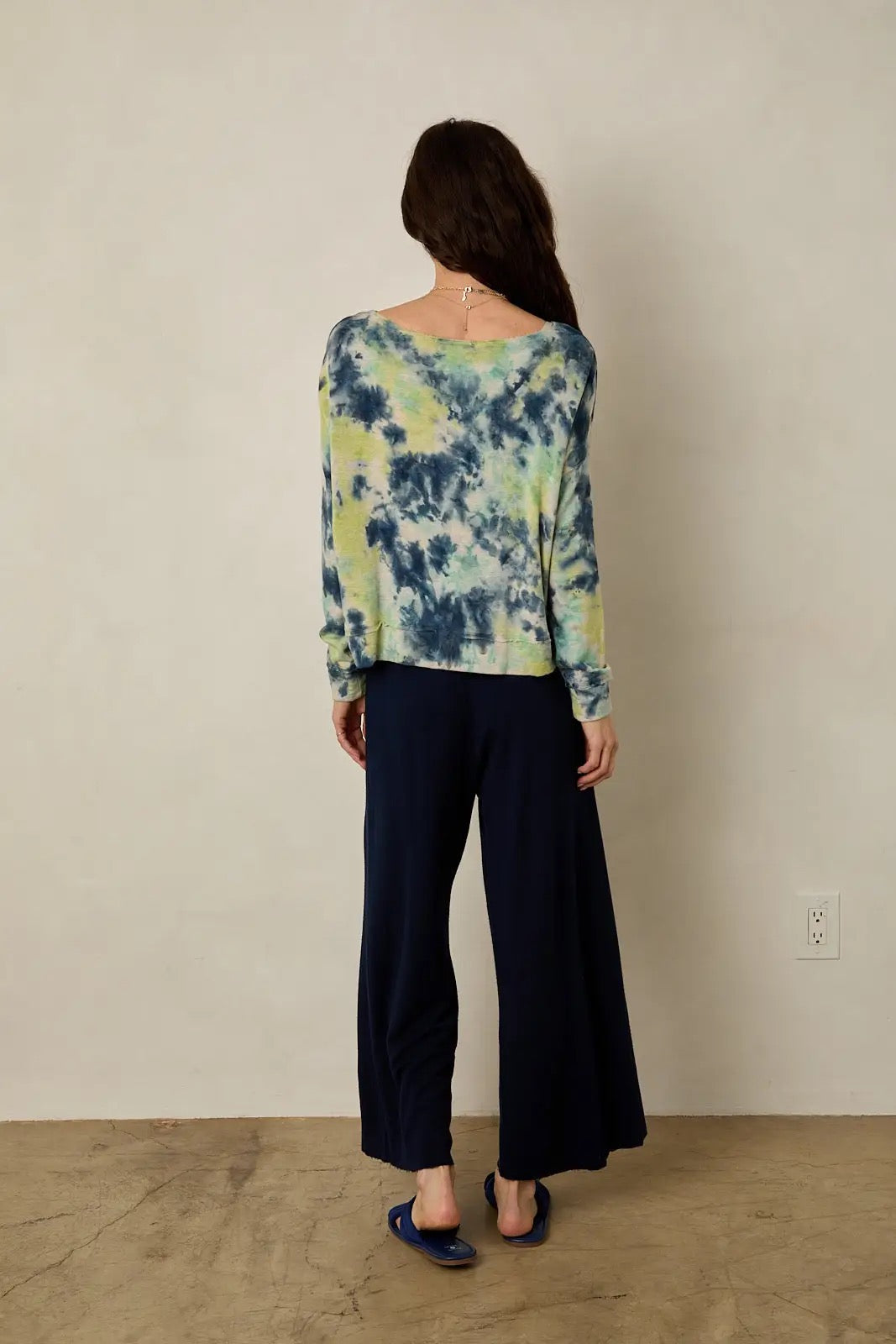 Top--"Good Morning--Fizzy", Tie-Dye, Green & Blue (River + Sky)