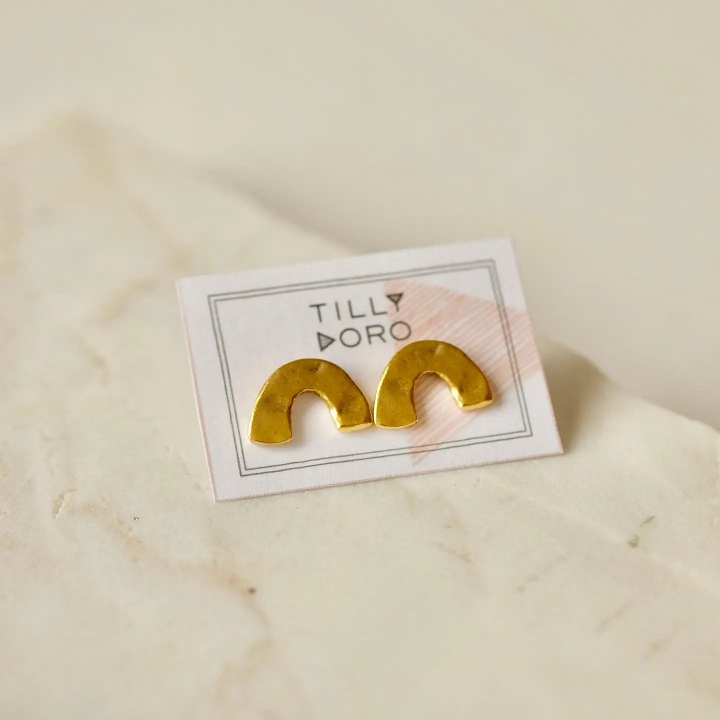 Earrings--"Arc", Gold-Plated, Studs (Tilly Doro)