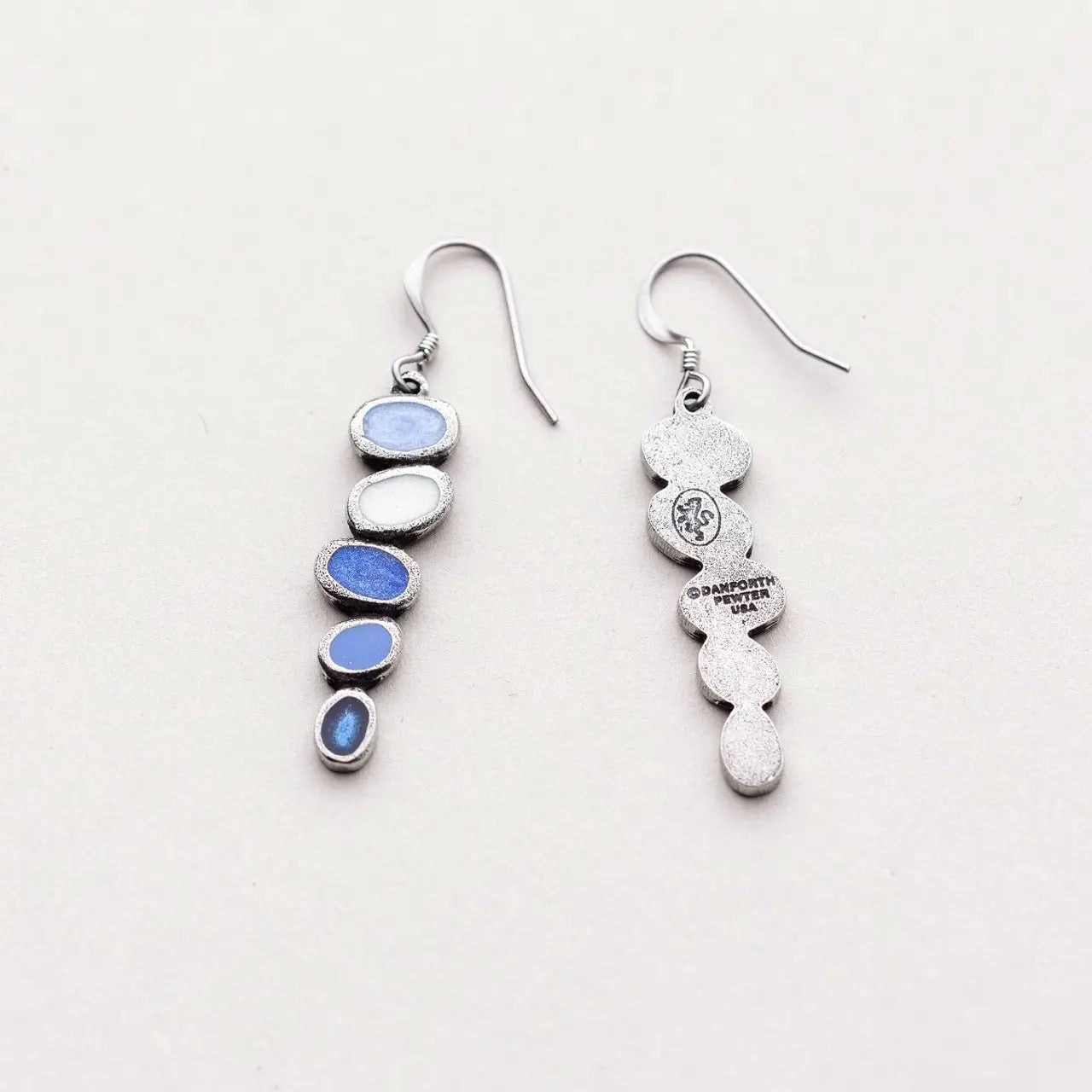 Earrings--"Tango" (Glacier), Dangle, Pewter & Enamel, Blue (Danforth Pewter)