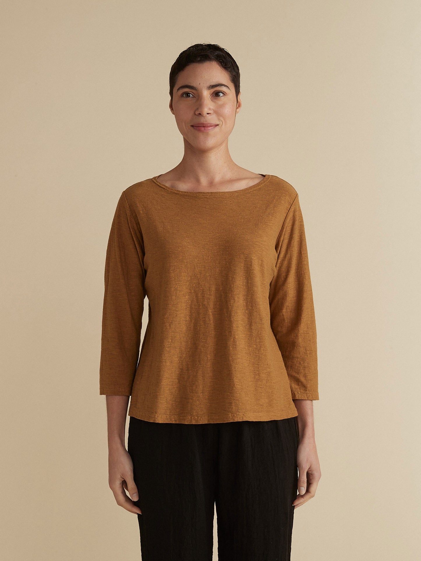 Top--Boatneck, 3/4-Sleeve, Cotton, Cherry (Cut Loose)