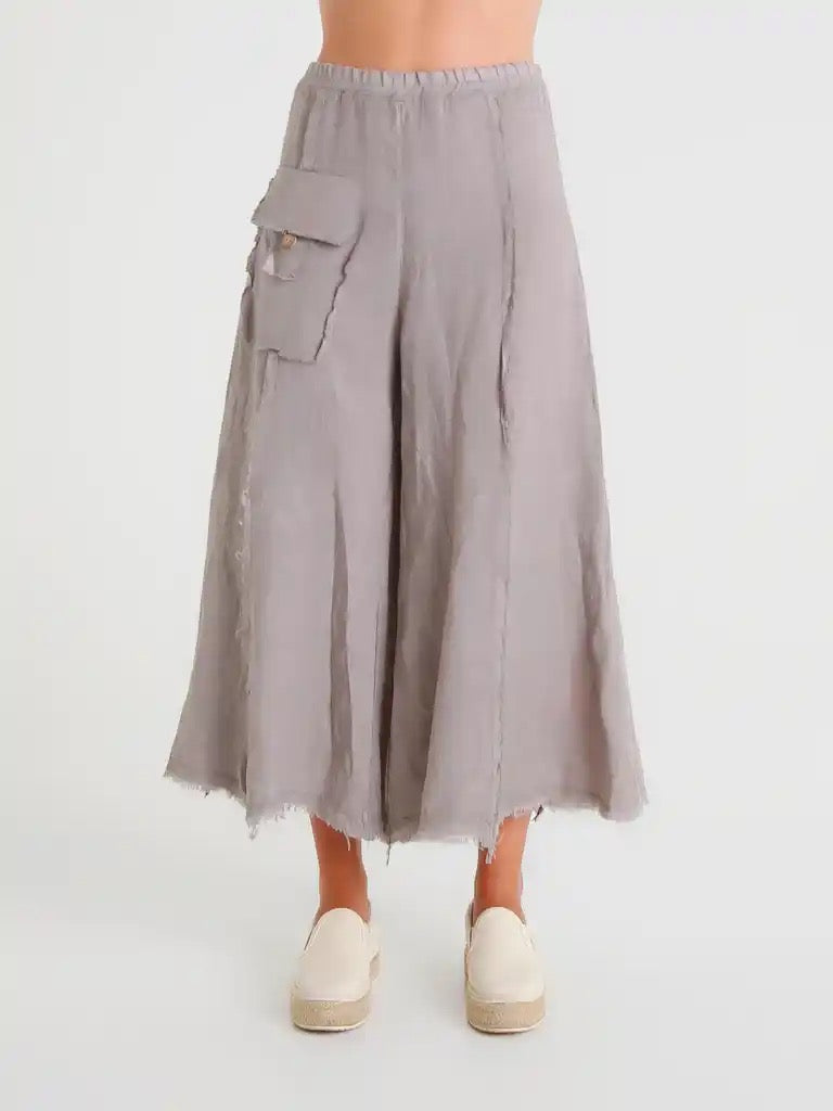 Pants--Cargo, Wide Leg, Linen, Dark Sand (Femme Fatale)