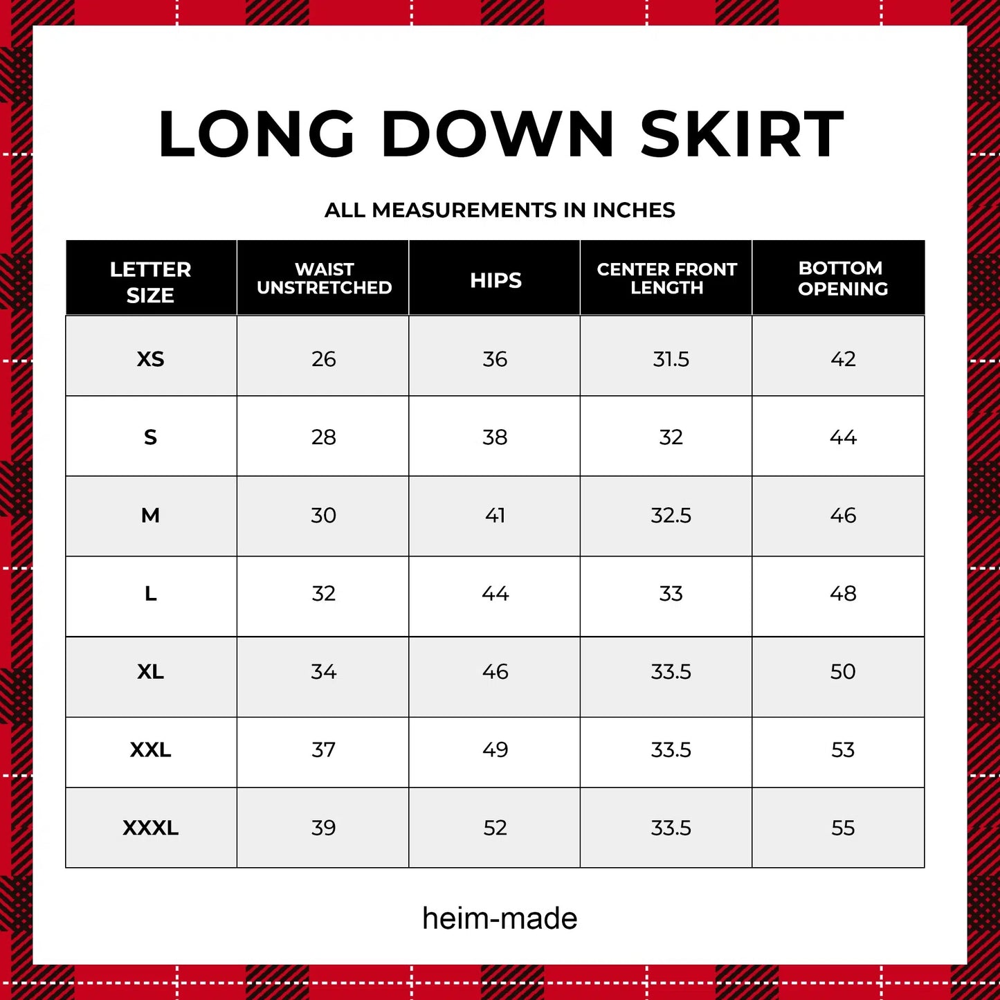 Skirt--Padded, Down, Long OR Short (Heim Made)