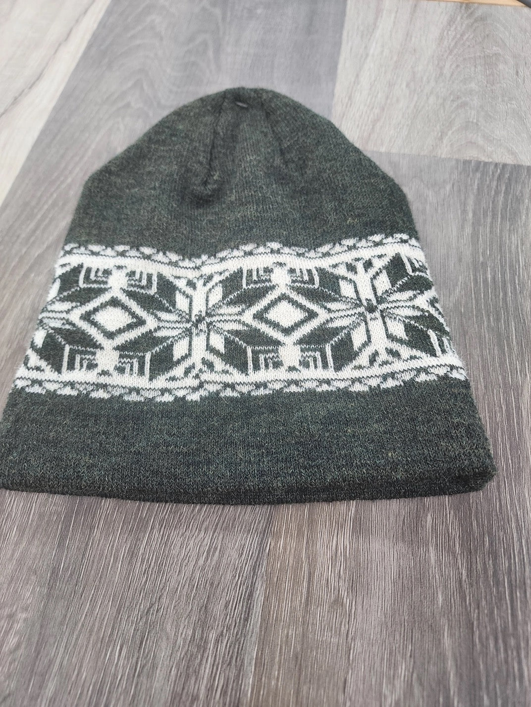 Hat--"Nordic Snowflake", Beanie, Alpaca--Evergreen, Royal Blue or Red (Suncrest Orchard Alpacas)