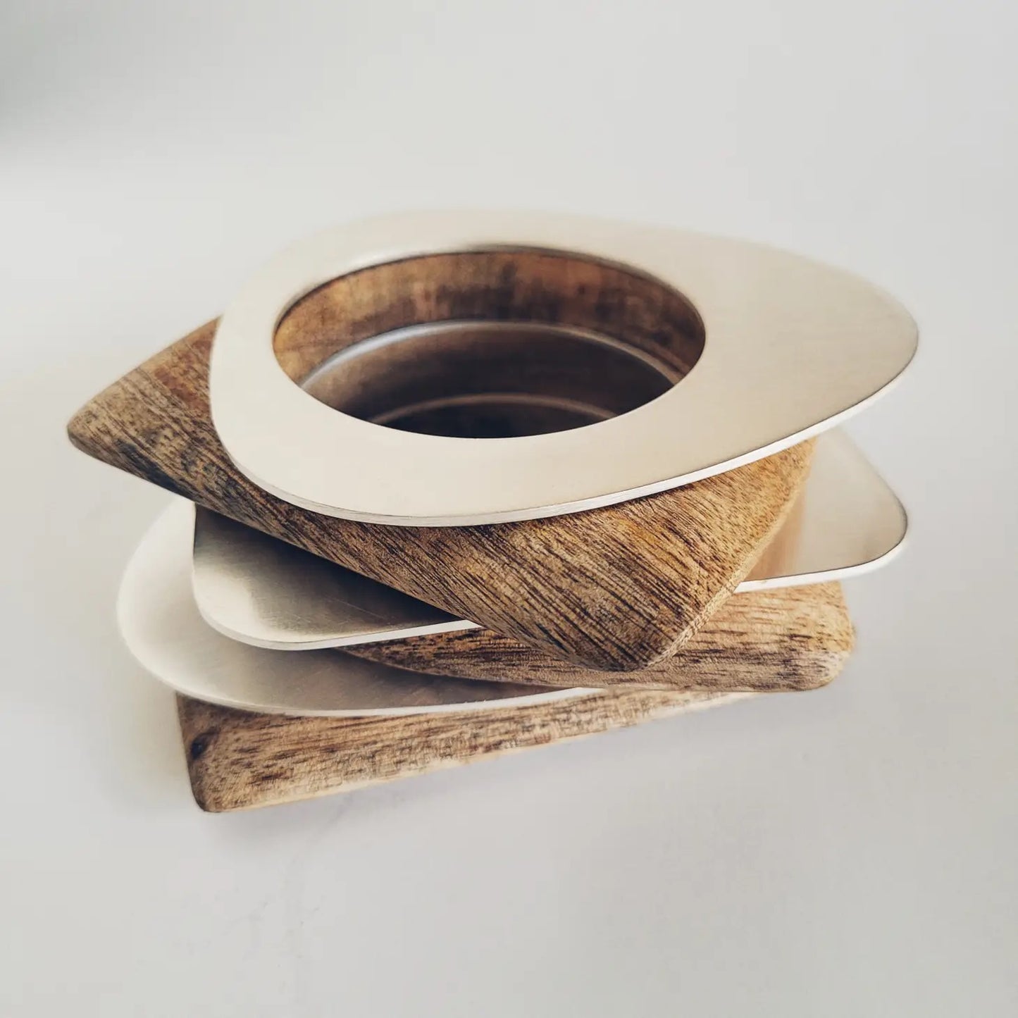 Bracelet--Cuff, Silver, (1 and 3 Curve (Bisjoux)