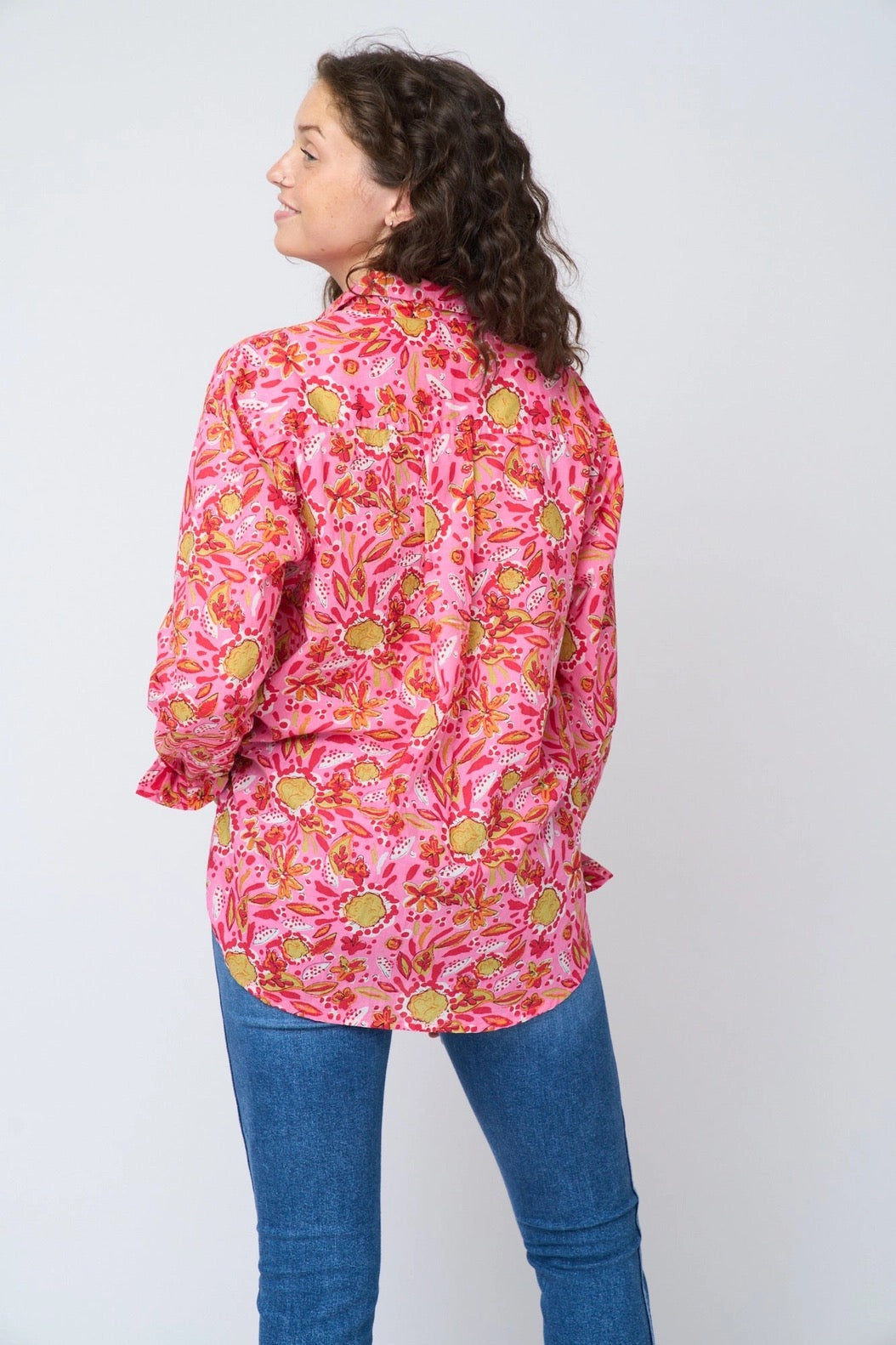 Blouse--"Good Boyfriend", Cotton, Mira Floral Pink (and for Good)