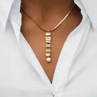 Necklace--Wave & Pearl Pendant, Gold-plated (Tilly Doro)
