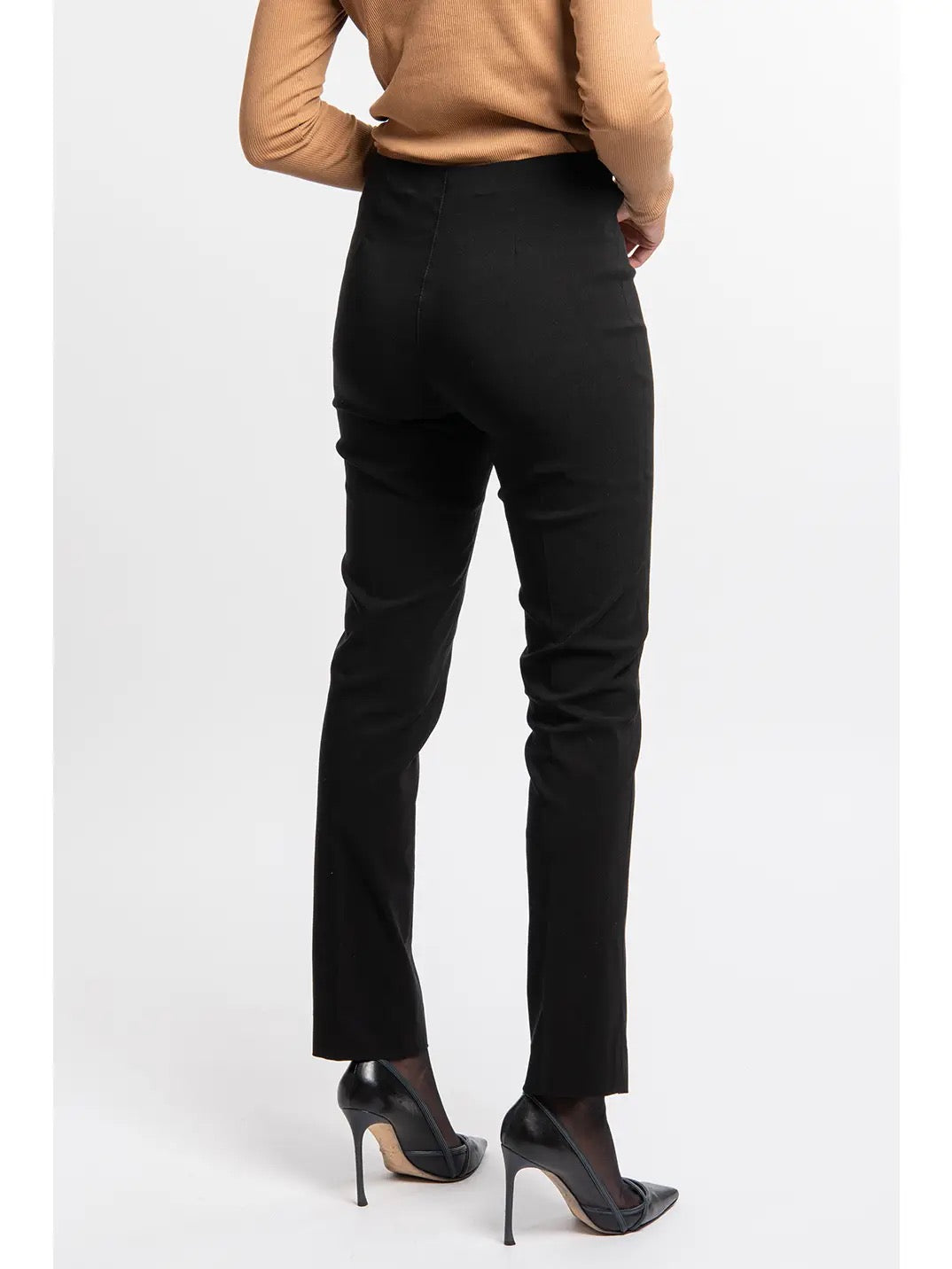 Pants--"Lize", Fitted, Straight-Cut, Black (ficelle Paris)