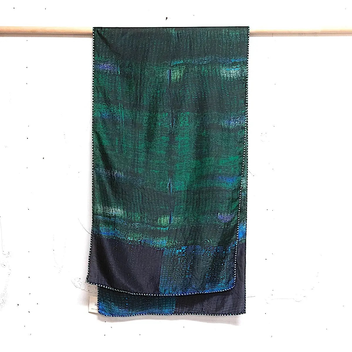 Scarf--Cotton-Silk, Peacock & Black (Marigold Row)