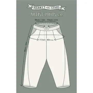 Pants--Cropped, Linen-Viscose, Swan & Birds (Market of Stars)