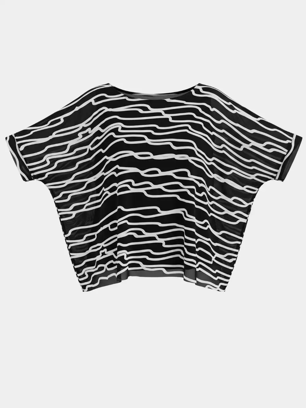 Topper--"Capri" Poncho, Sheer, "Waves"--Black w/White Lines (AMB Designs)
