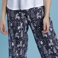 Pajamas--"Woodland Reindeer" Flannel, Navy, Set or Pants-Only (Mahogany)