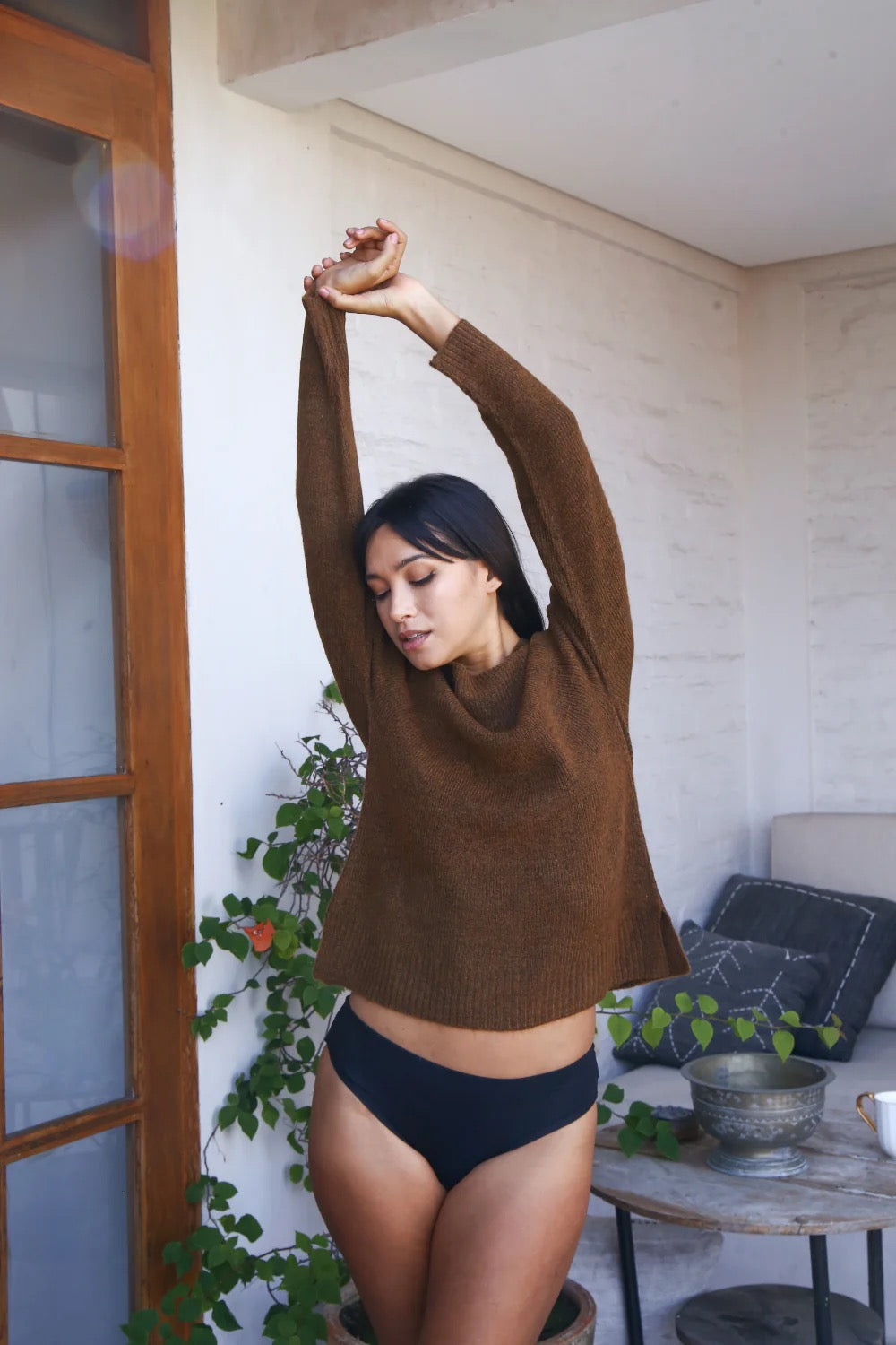 Sweater--"Cat Cuddler" Crew, Recycled Yarns, 2 Colors (Echo Verde)